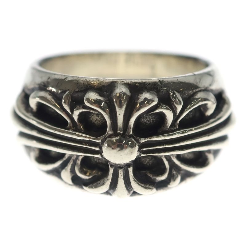 Chrome Hearts Flrl Crs Floral Cross Ring Silver