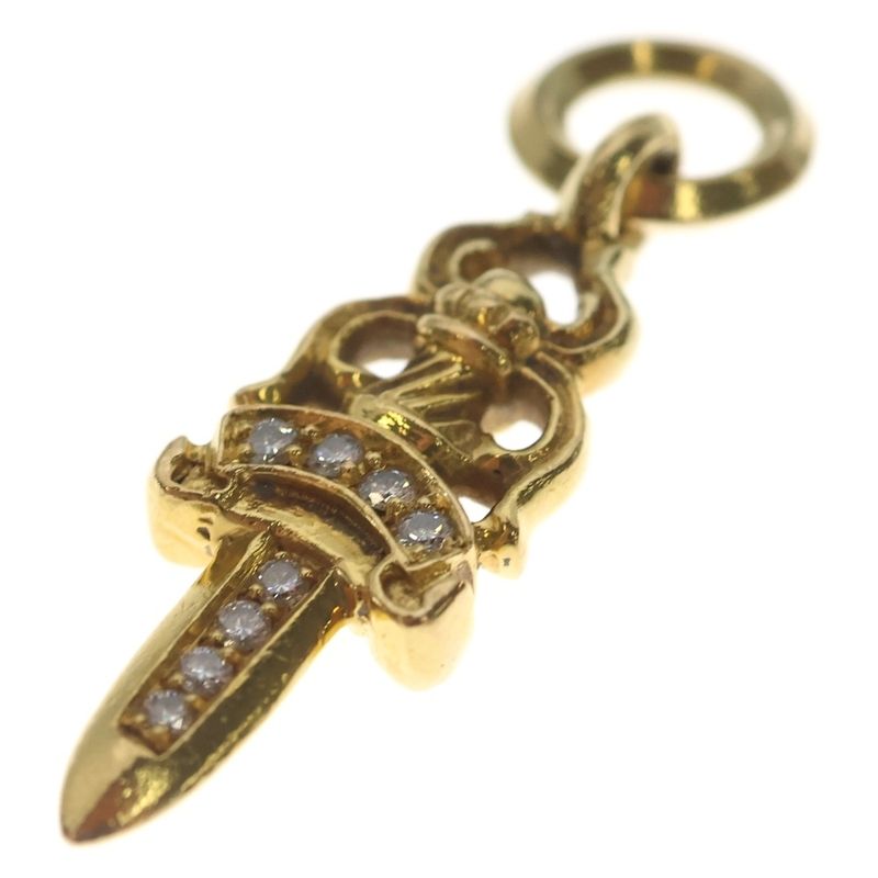 Chrome Hearts 22k 5 Dagger P Dia 5 Charm Pave Diamond Pendant Top Gold