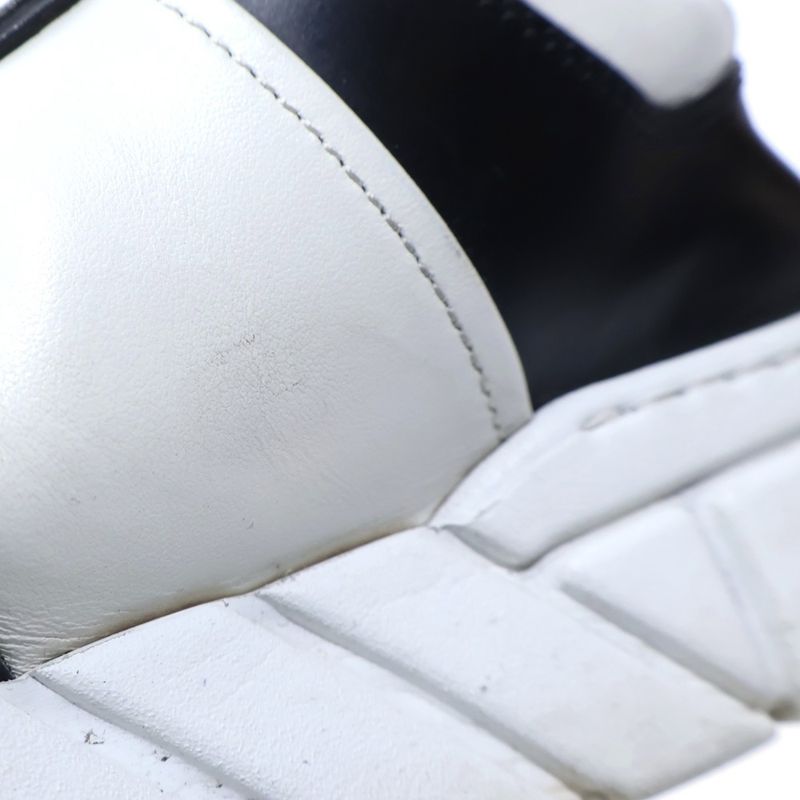 Prada Leather Lace Up Sneakers White Black