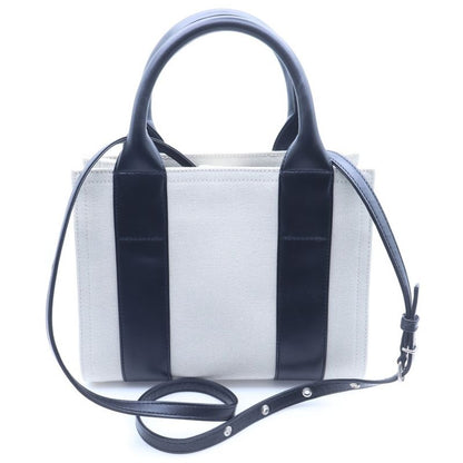 Balenciaga Trade XS 2-Way Shoulder Bag Natural Black Canvas Leather