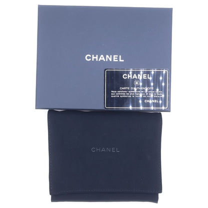 Chanel Caviar Leather CC Logo Filigree Compact Wallet Trifold Black