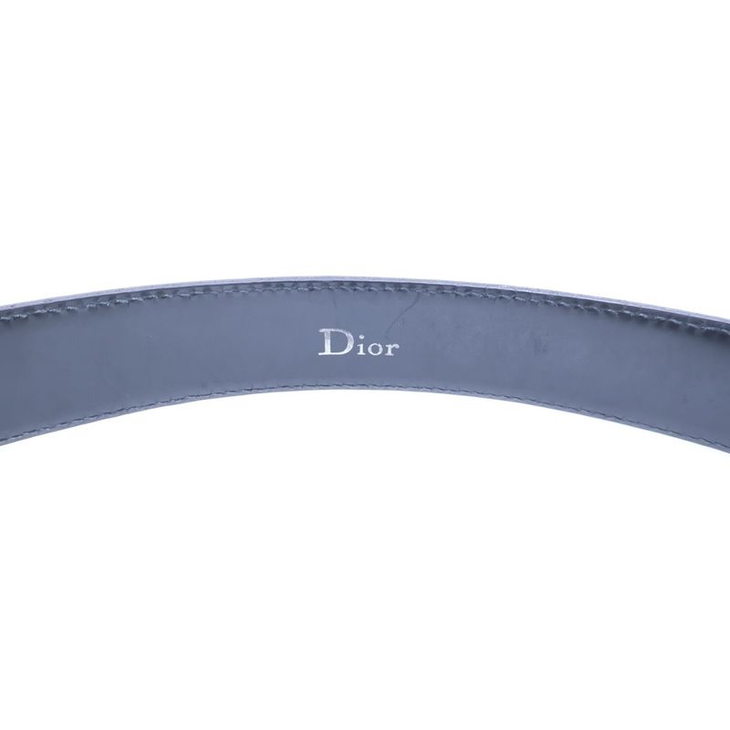 Dior Homme Shiny Metal D Buckle Leather Belt Black