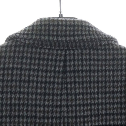 Saint Laurent Paris Houndstooth Double Breasted Wool Coat Gray
