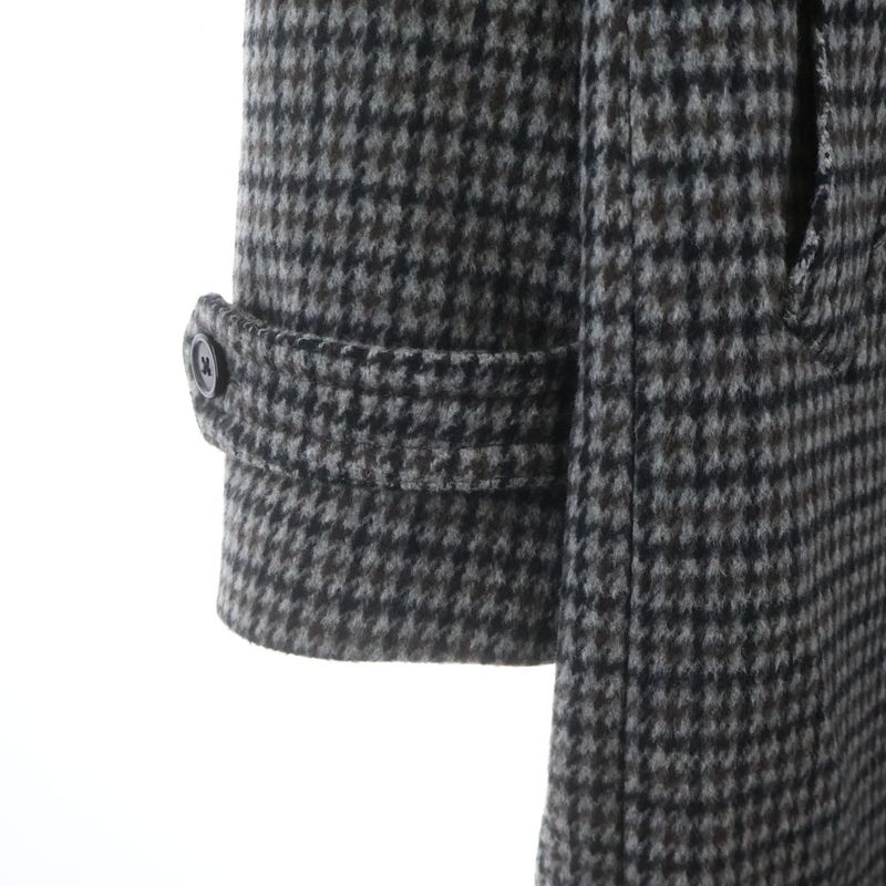 Saint Laurent Paris Houndstooth Double Breasted Wool Coat Gray