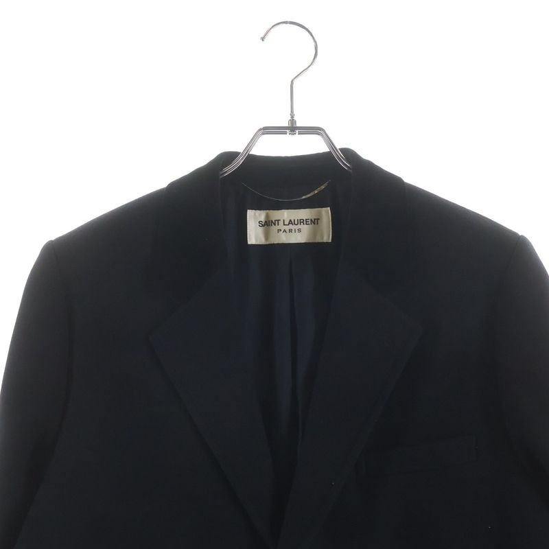 Saint Laurent Paris Velvet Contrast Lapeltier Star Coat Navy
