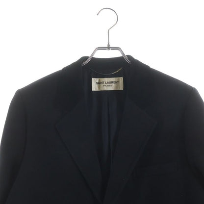 Saint Laurent Paris Velvet Contrast Lapeltier Star Coat Navy