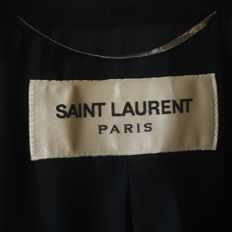 Saint Laurent Paris Velvet Contrast Lapeltier Star Coat Navy