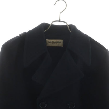 Saint Laurent Paris Melton Pea Coat Navy