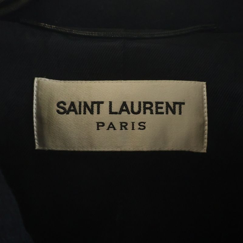 Saint Laurent Paris Melton Pea Coat Navy