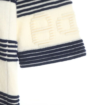 Hermes Chaine D'ancre Jacquard Border Cashmere Cotton Knit Cardigan Ivory Navy