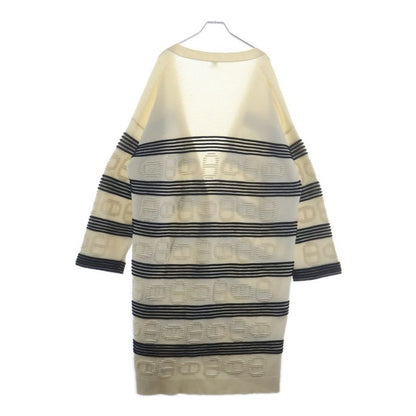 Hermes Chaine D'ancre Jacquard Border Cashmere Cotton Knit Cardigan Ivory Navy