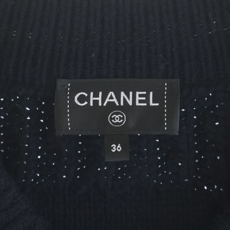 Chanel Coco Neige Wool Knit Sweater Navy
