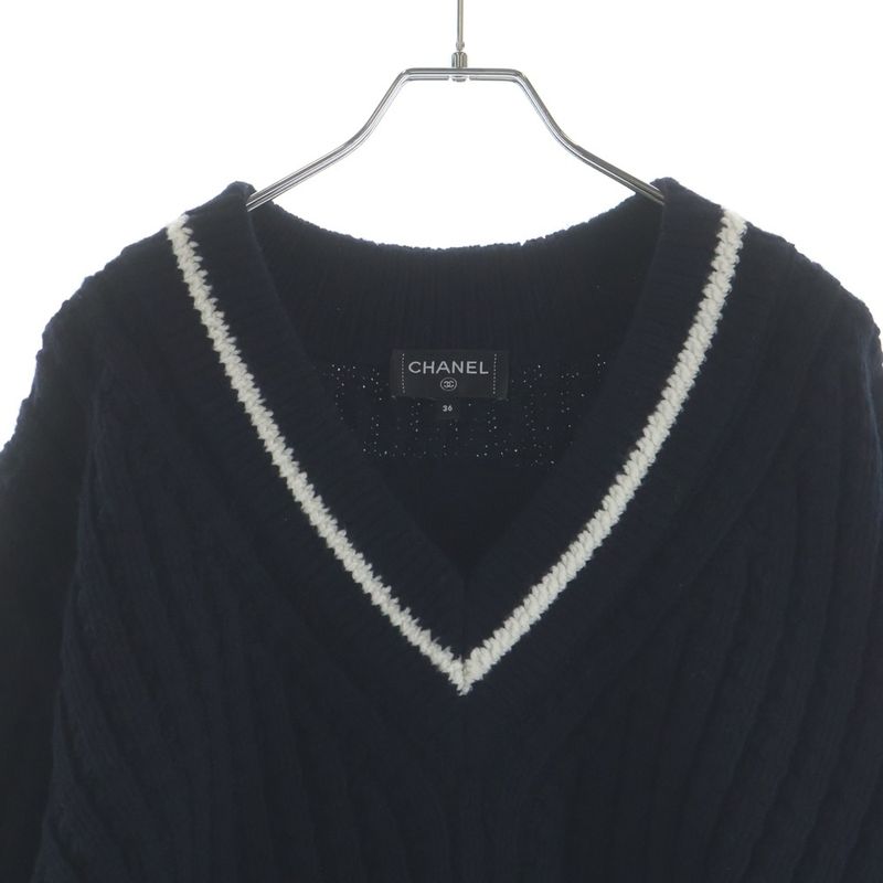 Chanel Coco Neige Wool Knit Sweater Navy