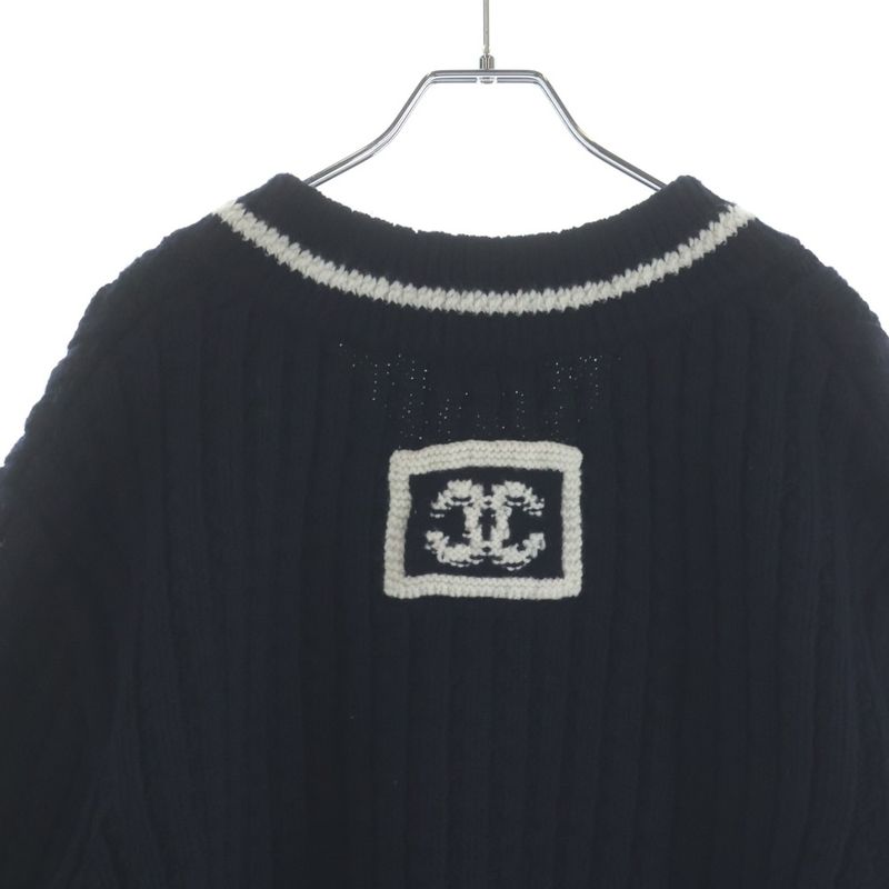 Chanel Coco Neige Wool Knit Sweater Navy