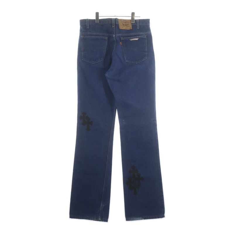 Chrome Hearts Levi's Vntg Blu Orng Tab 517 Washed Denim Pants with Cross Patch