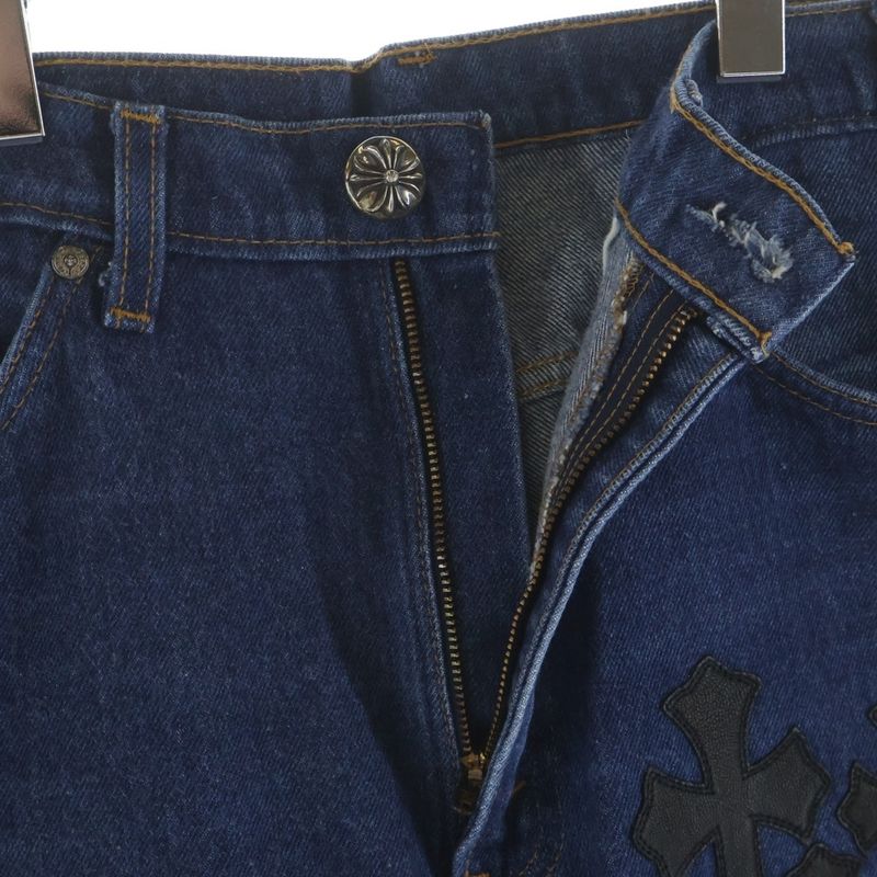 Chrome Hearts Levi's Vntg Blu Orng Tab 517 Washed Denim Pants with Cross Patch