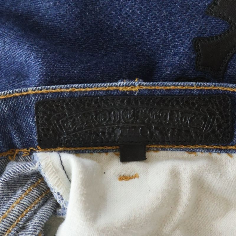 Chrome Hearts Levi's Vntg Blu Orng Tab 517 Washed Denim Pants with Cross Patch