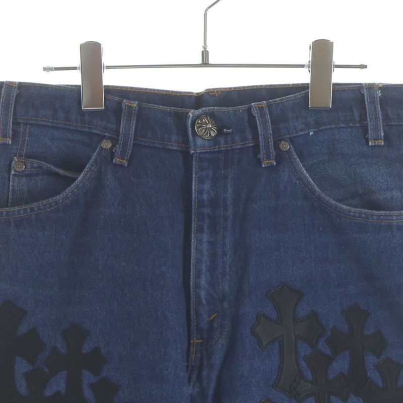 Chrome Hearts Levi's Vntg Blu Orng Tab 517 Washed Denim Pants with Cross Patch