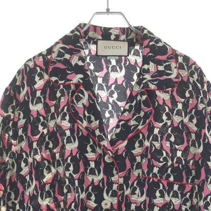 Gucci Silk Bulldog Shirt Long Sleeve Black