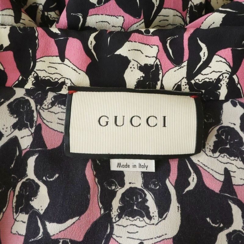 Gucci Silk Bulldog Shirt Long Sleeve Black