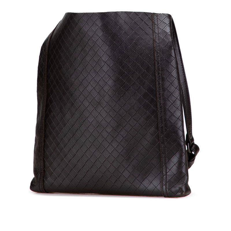 Bottega Veneta Intrecciato Crossbody Shoulder Bag Dark Brown Leather