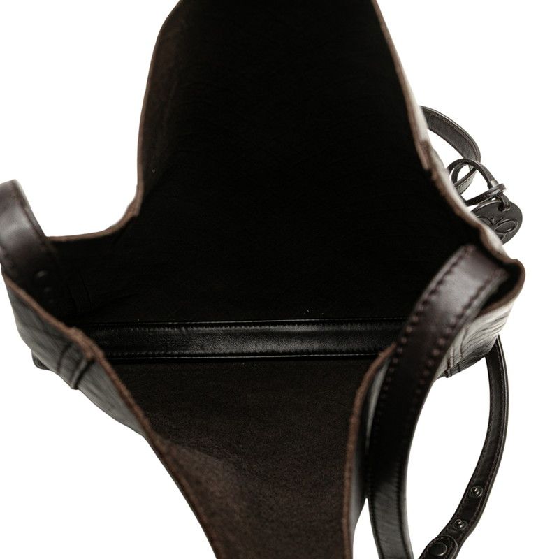Bottega Veneta Intrecciato Crossbody Shoulder Bag Dark Brown Leather