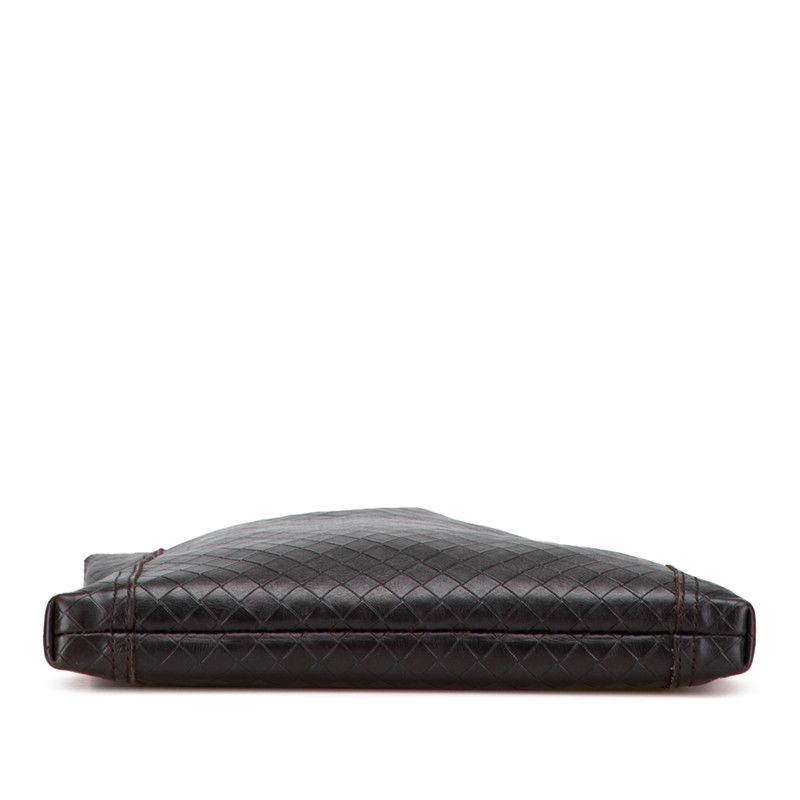 Bottega Veneta Intrecciato Crossbody Shoulder Bag Dark Brown Leather