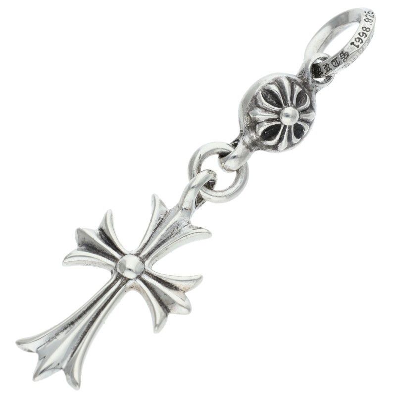 Chrome Hearts Tny CH Crs 1 Ball Tiny Ch Cross Charm Silver Necklace Top