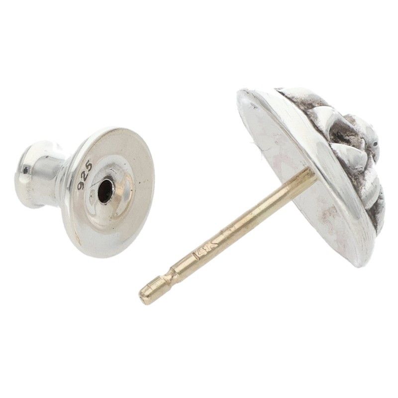 Chrome Hearts Stud Crsbll Cross Ball Silver Earrings