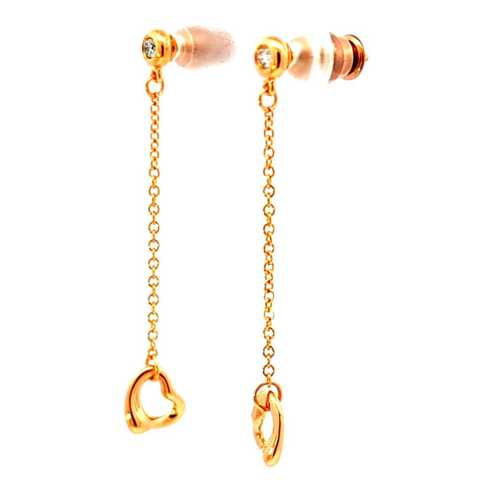 Tiffany & Co by the Yard Dby Open Heart Diamond Earrings 18k Pink Gold Polished