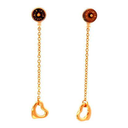 Tiffany & Co by the Yard Dby Open Heart Diamond Earrings 18k Pink Gold Polished