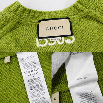 Gucci Logo Embroidery Wool Sweater Green Long Sleeve Knit