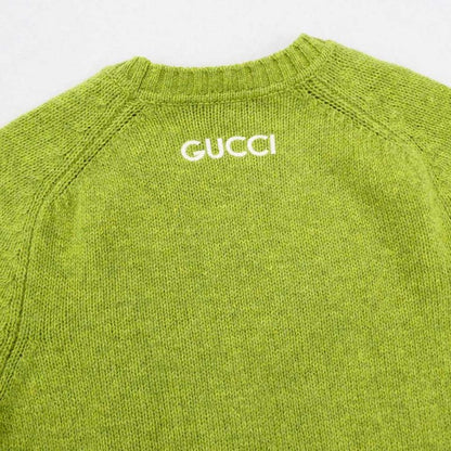 Gucci Logo Embroidery Wool Sweater Green Long Sleeve Knit