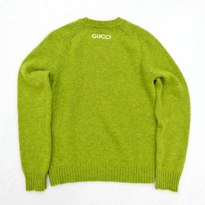 Gucci Logo Embroidery Wool Sweater Green Long Sleeve Knit
