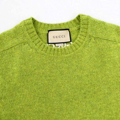 Gucci Logo Embroidery Wool Sweater Green Long Sleeve Knit
