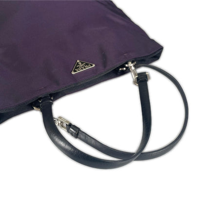 Prada Triangle Logo Handbag Nylon Purple — view 5