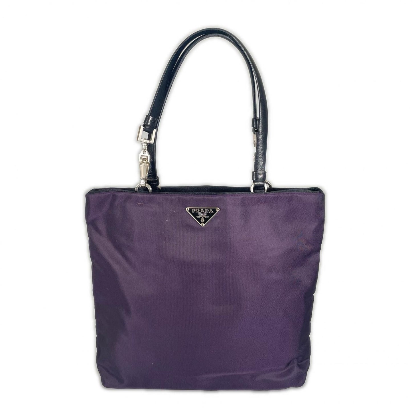 Prada Triangle Logo Handbag Nylon Purple