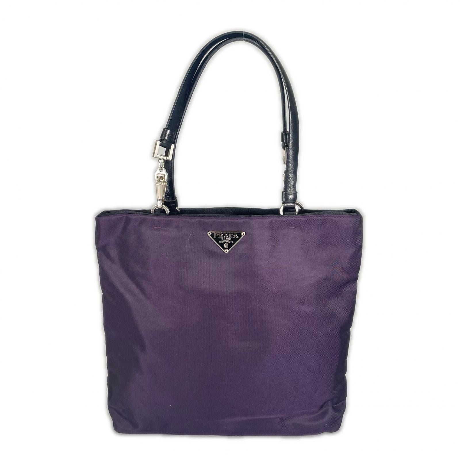 Prada Triangle Logo Handbag Nylon Purple