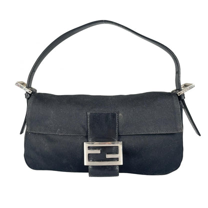Fendi Mamma Baguette Handbag Jersey Black