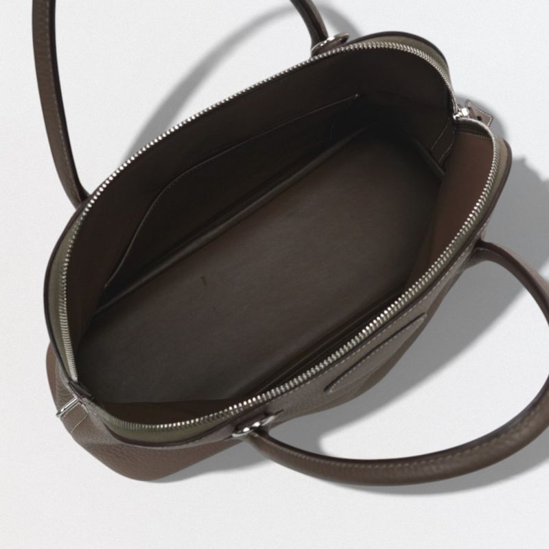 Hermes Bolide 31 Tote Shoulder Bag Taurillon Clemence Etoupe Gray Silver 2-Way