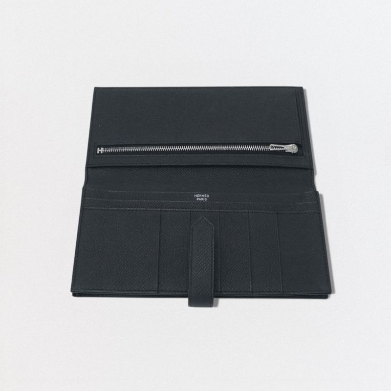 Hermes Bearn Souffle Wallet Madame So Black Monochrome Epsom Veau