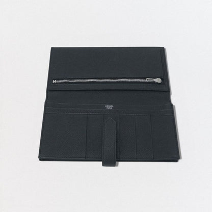 Hermes Bearn Souffle Wallet Madame So Black Monochrome Epsom Veau