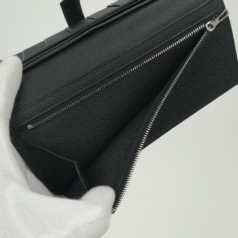 Hermes Bearn Souffle Wallet Madame So Black Monochrome Epsom Veau