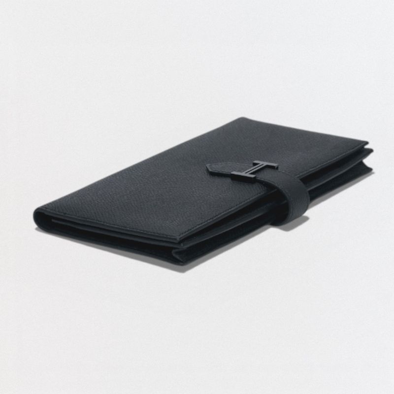 Hermes Bearn Souffle Wallet Madame So Black Monochrome Epsom Veau
