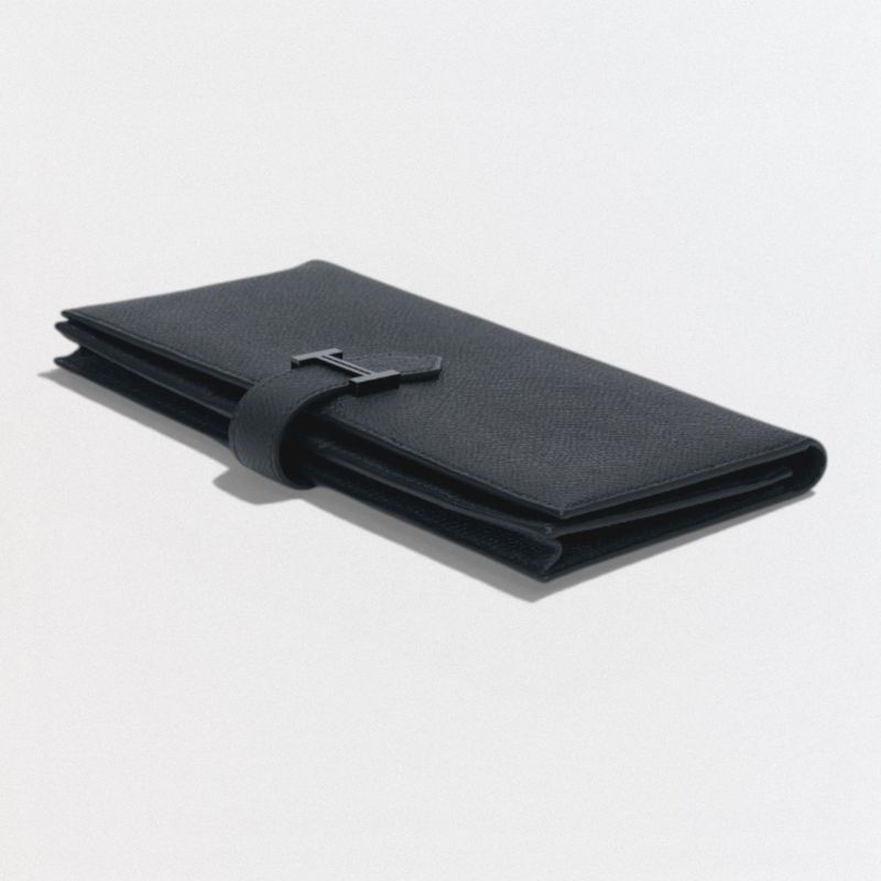 Hermes Bearn Souffle Wallet Madame So Black Monochrome Epsom Veau