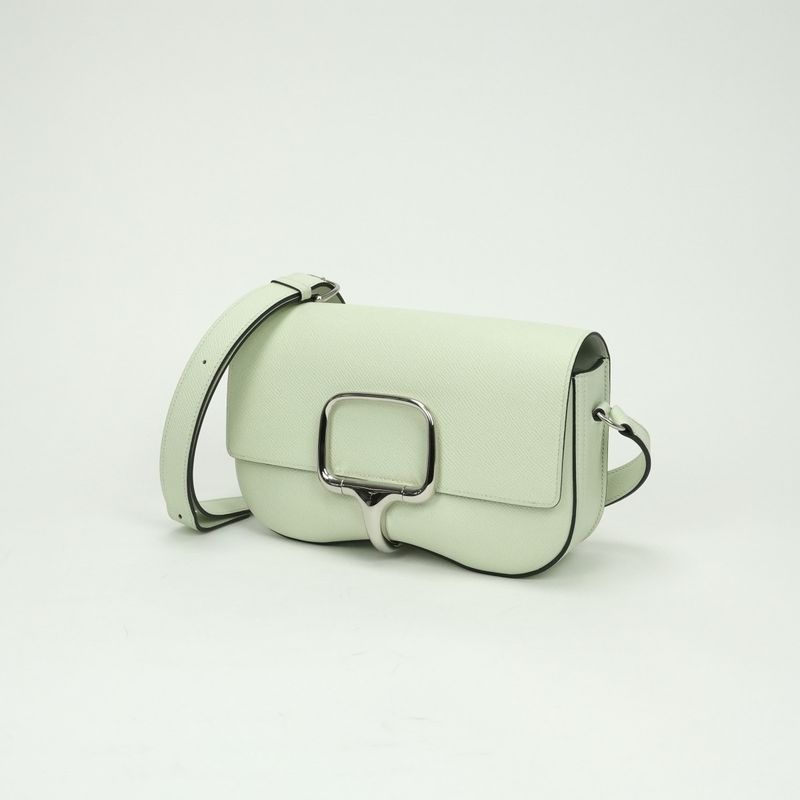Hermes Della Cavalleria Elan Shoulder Bag Epsom Vertfizz Green Silver