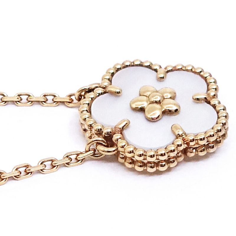 Van Cleef & Arpels 18k Pink Gold Lucky Spring Plum Blossom Necklace Mop