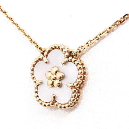 Van Cleef & Arpels 18k Pink Gold Lucky Spring Plum Blossom Necklace Mop