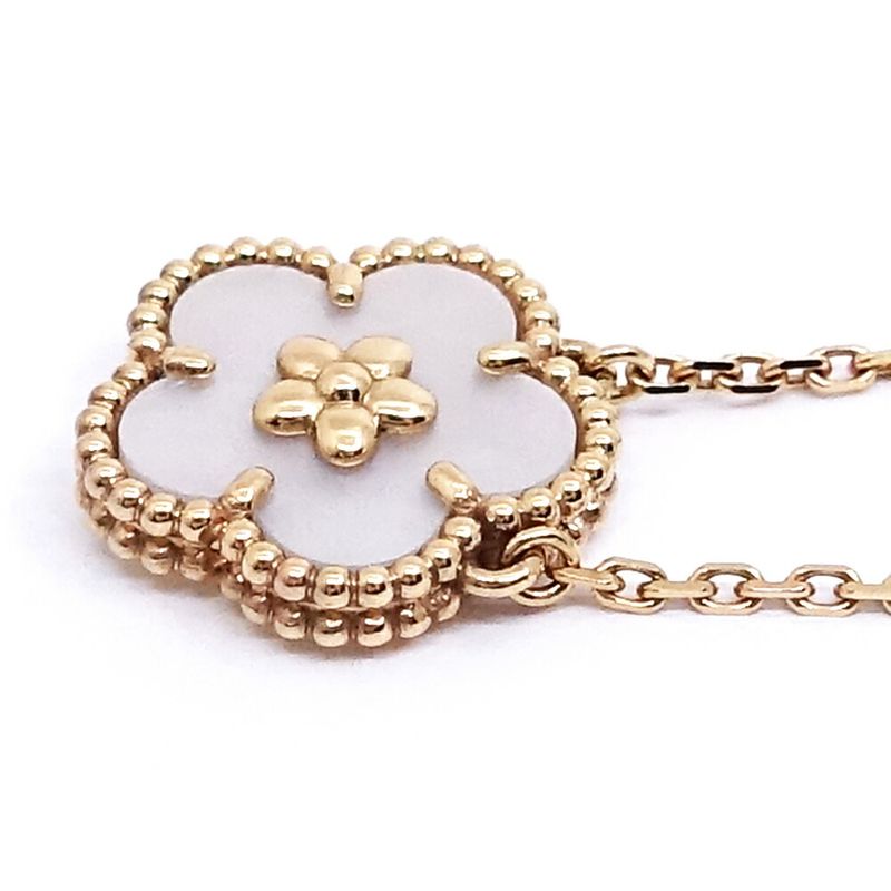 Van Cleef & Arpels 18k Pink Gold Lucky Spring Plum Blossom Necklace Mop