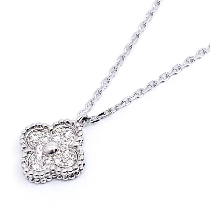 Van Cleef & Arpels 18k White Gold Sweet Alhambra Diamond Necklace